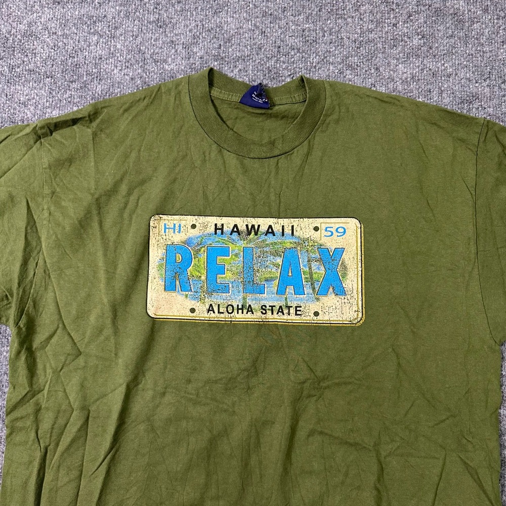 Jordan Craig T-Shirt Mens XL Green Hawaii License Plate Cotton Short Sleeve